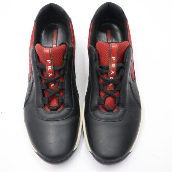 Prada Americas Cup Mens Sneaker Black And Red US 7 EU 40 - Picture 1 of 11